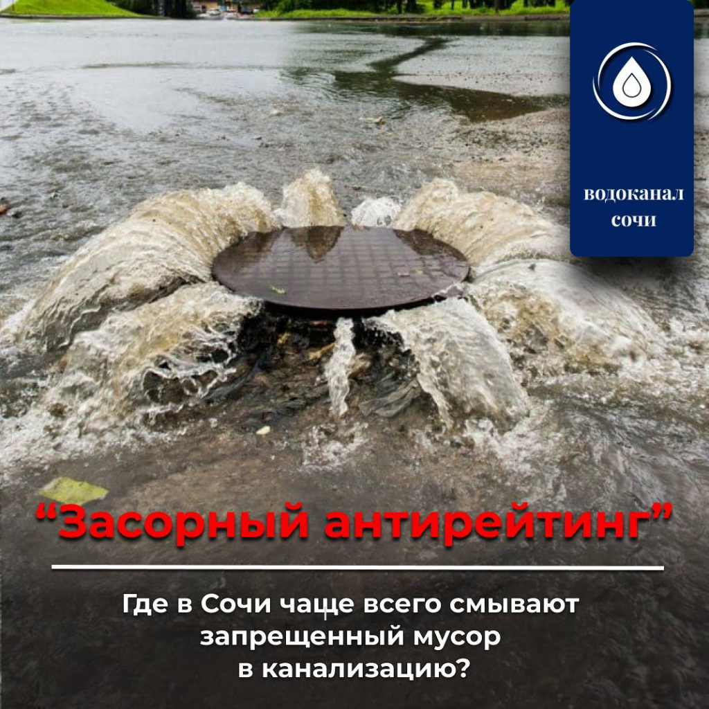 Новость: Жители Центрального Сочи больше всех любят смывать запрещенный  мусор